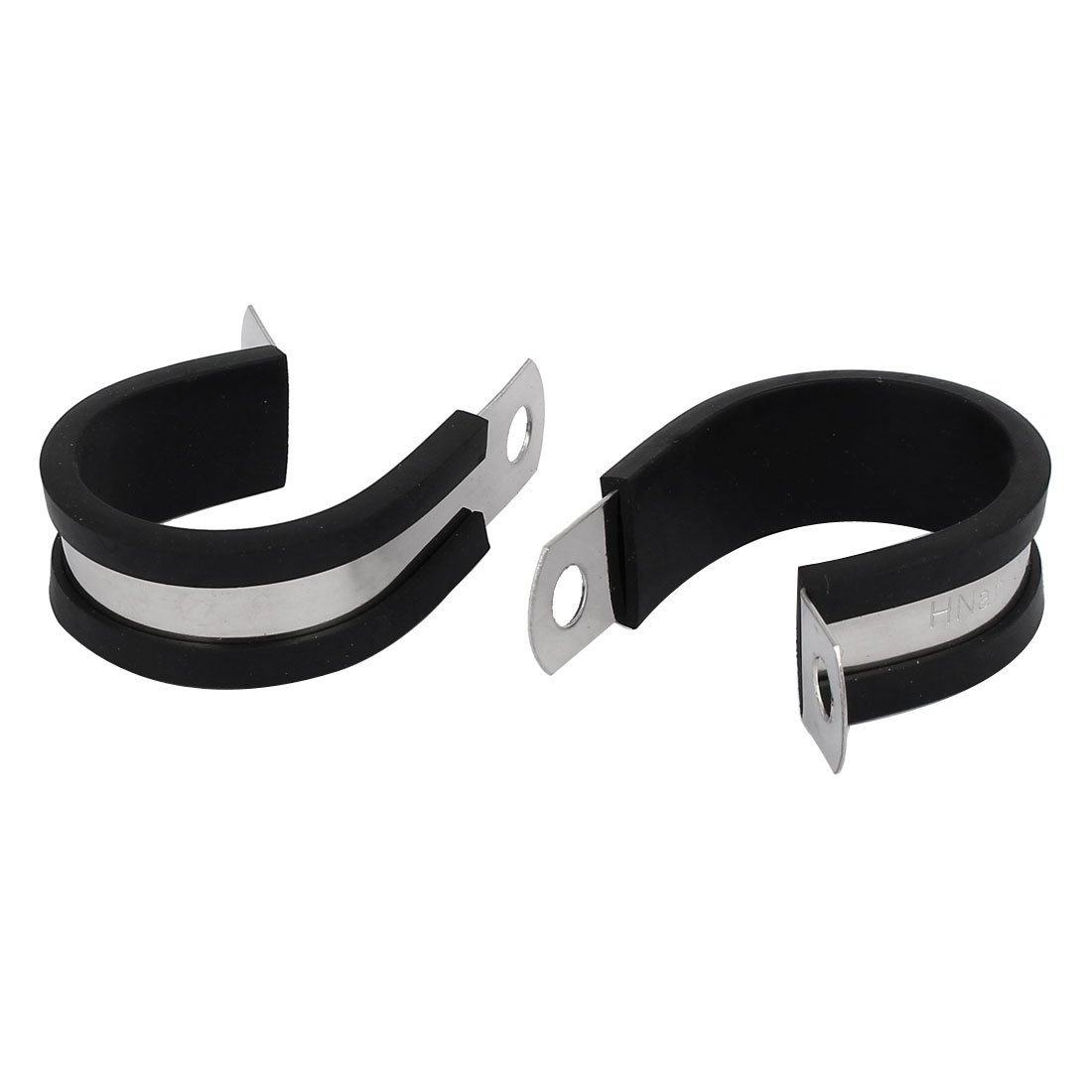 Sourcingmap 28mm Dia EPDM Rubber Lined P Clips Cable Hose Pipe Clamps Holder 2pcs
