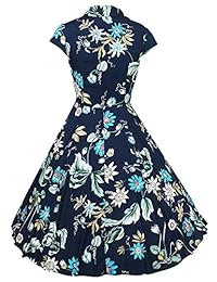 iLover - Bolsillos para vestido de mujer con cuello en V, diseño floral