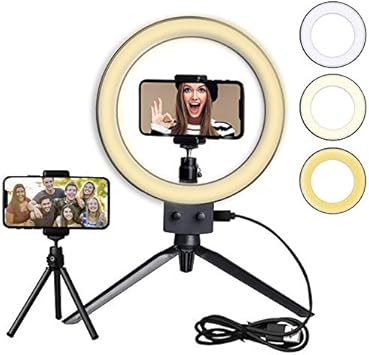 anillo de luz de 7 pulgadas con tripode anillo de luz led regulable para selfie con tripode y soporte para telefono para transmision en directo