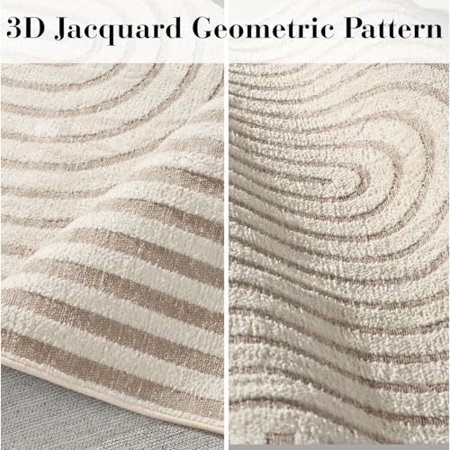 Boho Area Rug for Entryway 4x6 Entrance Rug Machine Washable Rugs for Living Room Non Slip Soft Carpet Geometric Jacquard Textured Carpet for Bedroom Dining Room Nursery Office Living Room Rug -Beige