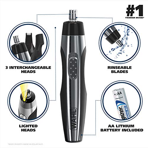 Wahl Lithium Powered Lighted Ear, Nose, & Brow Trimmer Painless