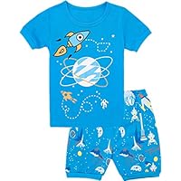 WWEXU Boys Pajamas Set Summer Short Pjs 100% Cotton Size 12M-12Years Clothes (6, 1Blue)