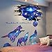 iwallsticker 2pcs Creative Blue Starry Sky Wolf and Moon Stars Wall Decals Galaxy Removable Stickers Living room Decor Home art Kids Bedroom Decal Nursery Sticker Boy Rooms Mural Children Gift Sticker