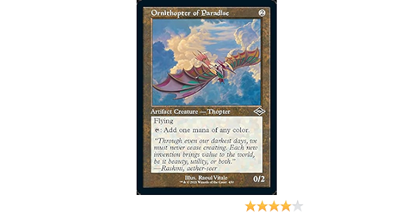 Amazon Com Magic The Gathering Ornithopter Of Paradise 430 Retro Frame Foil Modern Horizons 2 Toys Games Amazon Com Magic The Gathering Ornithopter Of Paradise 430 Retro Frame Foil Modern Horizons 2 Toys Games