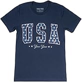 Yee Yee Apparel Graphic T Shirts for Women – Patriotic T Shirt and Short Sleeve Graphic Tees for Women
