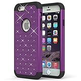 iPhone 6 Case, Pasonomi® Hybrid Stud Rhinestone Bling Armor Defender Case Cover for Apple iPhone 6 4.7 inch with Dazzling Diamond (Purple)