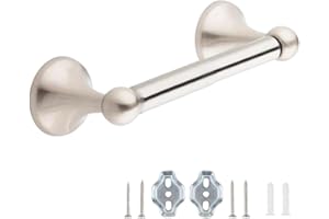 Primero Basics Wall Mounted Toilet Paper Holder – Satin Nickel Rustproof Zinc Alloy Tissue Roll Dispenser with Spring Bar, Compact Fixture for RV, Home, or Commercial Bathroom – Screws Included