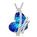 NinaQueen "Heart Of the Ocean" 925 Sterling Silver Blue Heart Pendant Necklace Made with Swarovski Crystals