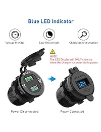 Cargador de coche de carga rápida 3.0 CHGeek 12 V 24 V 36 W impermeable doble QC3.0 USB cargador rápido toma de corriente con voltímetro digital LED para marina, barco, motocicleta, camión, carrito de golf y más