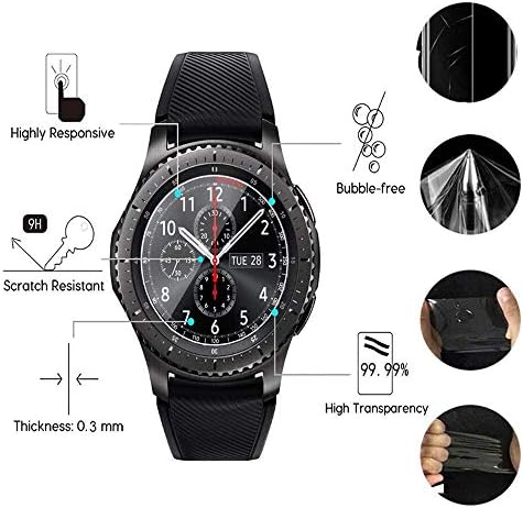 MaxKu Gear S3 Frontier/Classic Screen Protector, Akwox [Sofe Glass] [Explosion-proof] [0.3mm/2.5D] Screen Protector for Samsung Gear S3 Frontier/Classic Smart Watch 1.3 Inch[3-Pack]