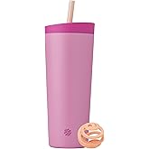 BlenderBottle 2-in-1 Insulated Stainless Steel Shaker Tumbler, Swig Leakproof Lid, Straw, BlenderBall, BPA Free, For Protein Shakes, Smoothies, And Pre Workout, 24 oz, Pink (Rose Petal)