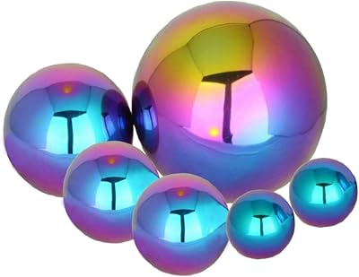 zosenda Stainless Steel Gazing Ball Set, 6 Pcs Multi-Colour Reflective Spheres