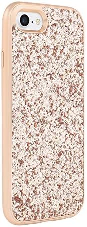 iPhone 8 Case Exposed Glitter Sparkle Jeweled Design Case Rose Gold