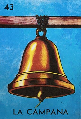 Loteria La Campana Mexican Retro Illustration Art Print Vintage Giclee on Cotton Canvas and Paper Canvas