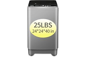 KRIB BLING Full Automatic Washing Machine with LED Display, 25 lbs Portable Washer Drain Pump, 10 Programs & 8 Water Levels Selections, Ideal for Camping, Apartment, Dorm, GREY, ZTXQB201B-GREY9