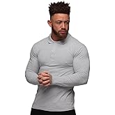 GYMAPE Men's Casual Tee with Polo Long Sleeve T-Shirts Stretchy Cotton