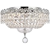 Elegant Lighting 1900F14C/Rc Royal Cut Century 4-Light, Single-Tier Flush Mount Chandelier, Finished in Chrome with Clear Cry