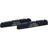Guyker Bass Guitar Bone Nut - 4 String Flat Bottom Pre-Slotted Bone Nuts Replacement Parts Accessories for PB JB Precision Bass Jazz Bass Set of 2 Black, 38x3.5x6mm BTB3836
