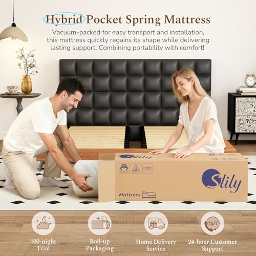 slily 12 Inch 3ft Single Mattress, Hybrid Single Size Mattresses Memory Foam Pocket Sprung, 7-Zone Orthpaedic Mattress for Pressure Relief, Medium Firm, Cosy and Breathable(90x190x30cm)