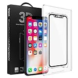 Simpeak 3D-Curved Tempered Screen Protector Film for iPhone X (iPhone 10), 9H Hardness, Bubble Free, Anti-Fingerprint with Applying Tool, Black