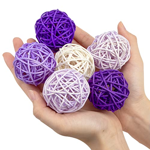DomeStar 32PCS Purple Rattan Decorative Balls for Bowl Centerpiece,2 Inch Rattan Balls Wicker