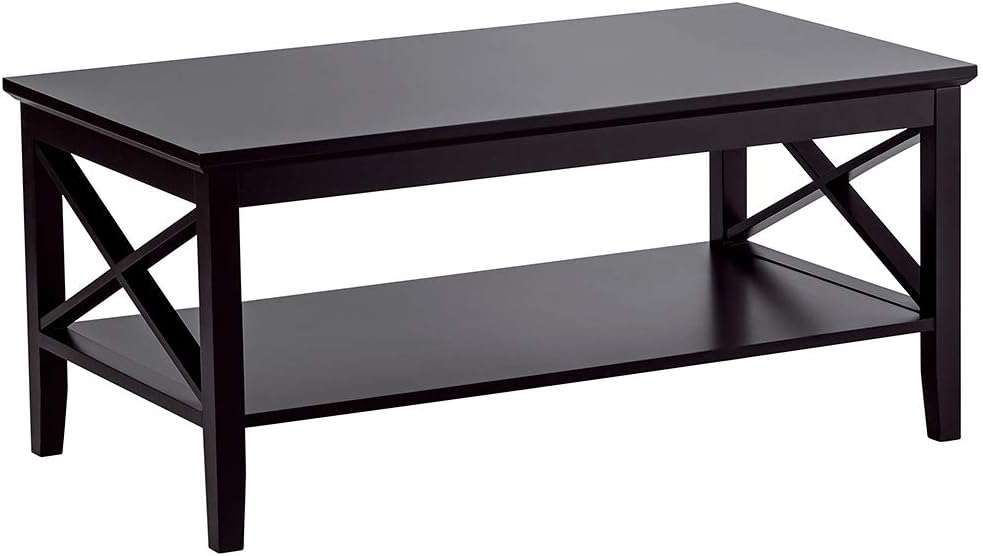 ChooChoo X-Design Coffee Table with Storage Shelf Accent Furniture for Living Room Espresso: Kitchen & Dining