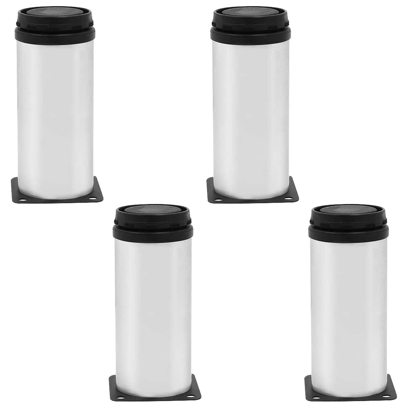 Cjueiom 4Pcs Adjustable Furniture Legs, 120mm / 4.7 Inch Stainless Steel Kitchen Cabinet Legs for Bed, Sofa, Cabinet, Wardrobe, Coffee Table, Black & Silver Feet
