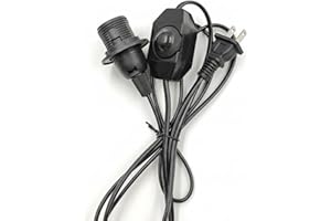 E26 Socket Lamp with Dimmer Switch - 5.5 ft Plug‑in Light Socket Cord, CSA Certified, LED Compatible, Black