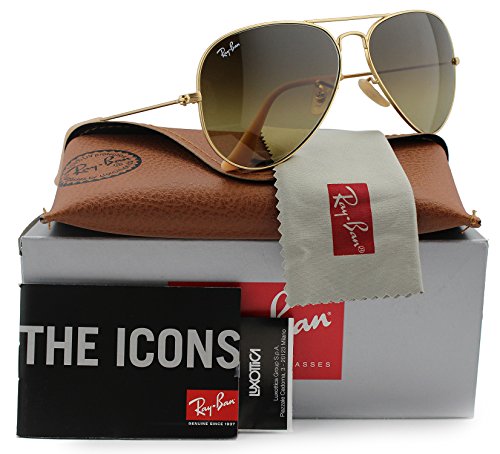Ray-Ban RB3025 Small Aviator Sunglasses Matte Gold w/Brown Gradient (112/85) 3025 55mm Authentic