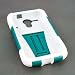 Kyocera Hydro Edge Case (C2515), MPERO IMPACT X Series Dual Layered Tough Durable Shock Absorbing Silicone Polycarbonate Hybrid Kickstand Case for Hydro Edge [Perfect Fit & Precise Port Cut Outs] - Teal / White