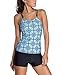 NuoReel Women's Two Piece Adjustable Sporty Racerback Tankini Swimsuit Set (US 8-10=Tag Size M, Bue3)