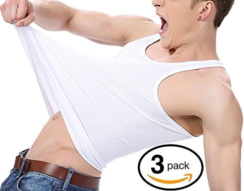 OVIA1990 3pack Men's Rib Knit Tank Top Undershirts Sleeveless A-shirt (Tag XXXL=US XL, White 3pack)
