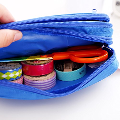Pencil Case For Boys Girls,izBuy Canvas Pencil Pouch Portable Stylish Pen Cases Nylon Liner Pencil Bag Carrier, Medium Size,Zippered,3074 (Blue)