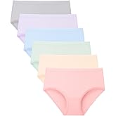 BAMBOO COOL Girls Underwear Breathable Moisture-Wicking 6-14Y Panties Lightweight Soft Sensory Friendly Briefs 6 Pack