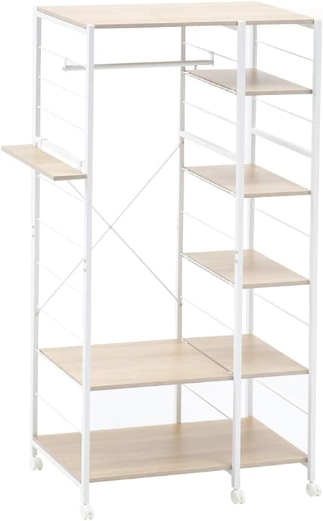 Amazon タンスのゲン ハンガーラック 棚付き 幅90cm キャスター付き 伸縮式 ハンガーポール 組み替えok ナチュラル 01 ハンガーラック オンライン通販