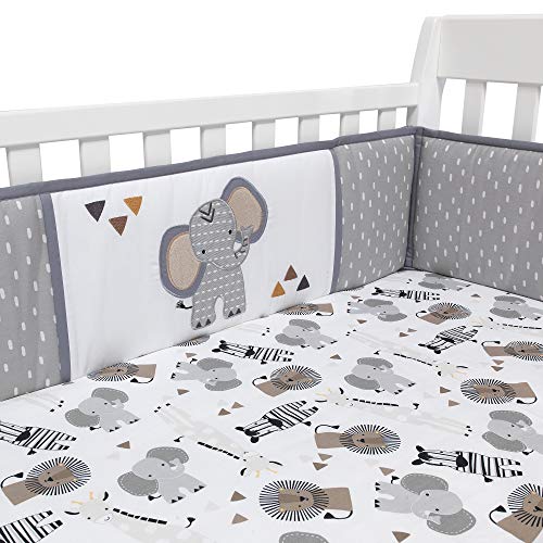 Lambs & Ivy Jungle Safari Gray/White Elephant 4Piece Baby Crib Bumper Pads Pricepulse