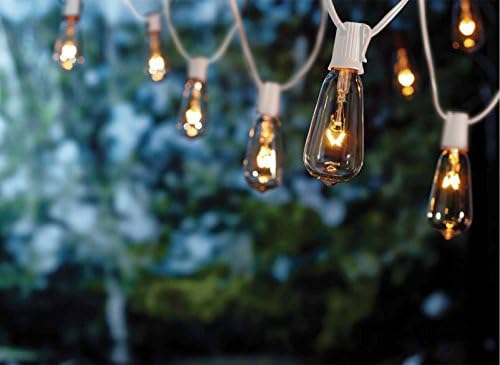 Goothy ST40 Outdoor String Lights, 10Ft Vintage Patio String Lights with 11 7W Clear Glass Bulb, C9/E17 Intermediate Base Edison Bulb String Lights for Indoor Party Wedding Garden Decor- White