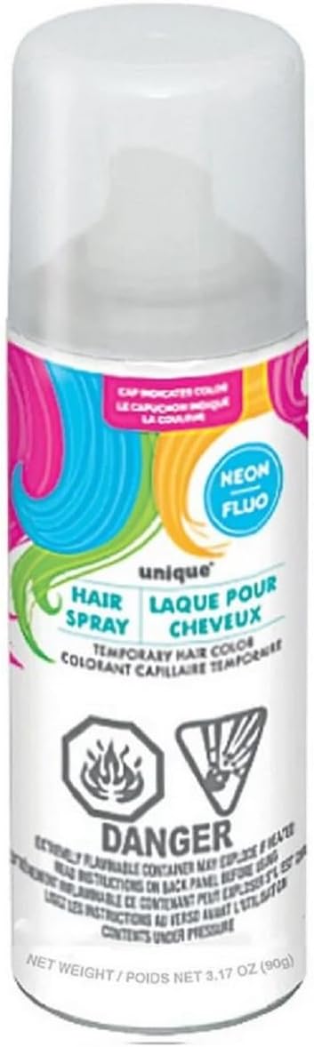 Unique White Neon Temporary Hair Spray 4.5oz Fun Party Style