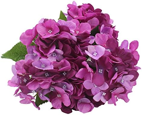 Duovlo Artificial Silk Hydrangea Flower with 6 Heads Flower Bunch Bouquet Home Wedding Garden Floral Decor (Purple)