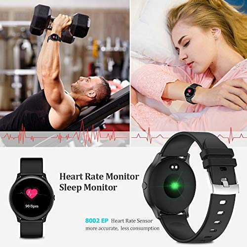 Evershop Smart Watch with Compass Heart Rate Monitor for Men Women, IP68 Waterproof Fitness Tracker with Sleep Tracker Pedometer Compatible for Android Phones&iPhone