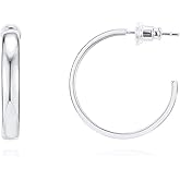 PAVOI 14K Gold Plated Wide Flat Edge Hoop Earrings for Women | Rose, White and Yellow Gold Hoops | Hypoallergenic Jewelry