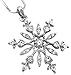 Crystal Snowflake Pendant Necklace Winter Bridal Fashion Christmas Holiday Jewelry Gifts for Girls, Teens, Women (Silver Tone/Clear)