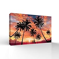 Canvas Wall Art The Palms Under The Sunset Canvas Prints Home Artwork Decoration for Living Room,Bedroom - 12x18 inches