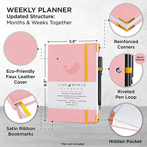 Live Whale Non Dated Weekly Planner, 12 Month Personal Planner/Monthly