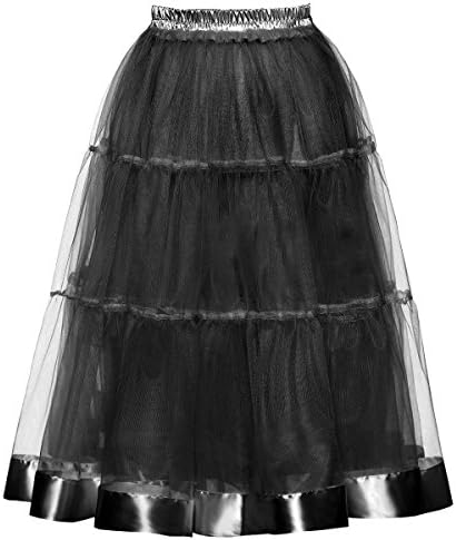 DYS Women's Long Petticoat Slip Tulle Crinoline Underskirt 65cm Tea Length