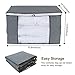 Lifewit Set of 3 Large Clothes Storage Bag for Comforters, Blankets, Bedding, Pillow, Breathable Foldable Closet Organizer with Clear Window, Grey