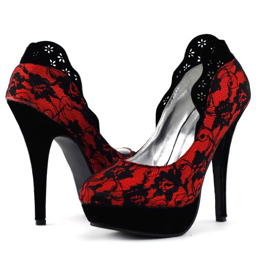 SHOW-STORY-Sexy-Two-Tone-Closed-Toe-Lace-Platform-High-Heel-Stiletto-PumpsLF30443