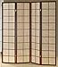 Legacy Decor Fabric in Lay Folding Room Screen Divider in Cherry Finish Wood 4 Panels