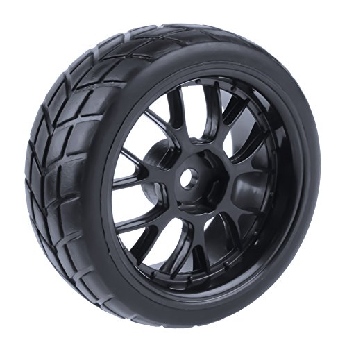 4-Pack HobbyPark RC Tires & Wheel Rims 12mm Hex Hub Y Shape w/Foam Inserts for 1/10 Remote Control Car On Road Touring