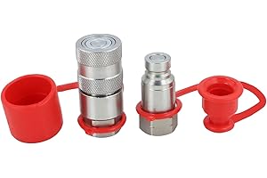 KEFLY 1/4" Skid Steer Flat Face Hydraulic Quick Connect Couplers with Dust Covers - Compatible with Parker FE Series | Safeway FFE49 Series | Faster FFH Series